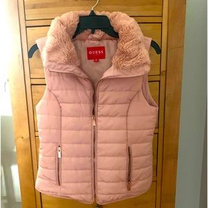 GUESS puffer best Faux Collar Dusty Rose with Rose Gold hardware - Women's XS